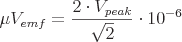 latex!encoded:base64,XG11IFZfe2VtZn09XGZyYWN7MlxjZG90IFZfe3BlYWt9fXtcc3FydHsyfX1cY2RvdCAxMF57LTZ9