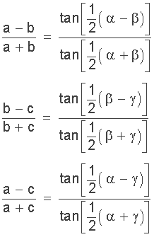 trigonometry laws of tangent
